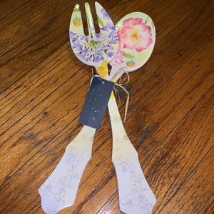 NEW TAHARI HOME Salad Serving 2 Pcs Set FLORAL .